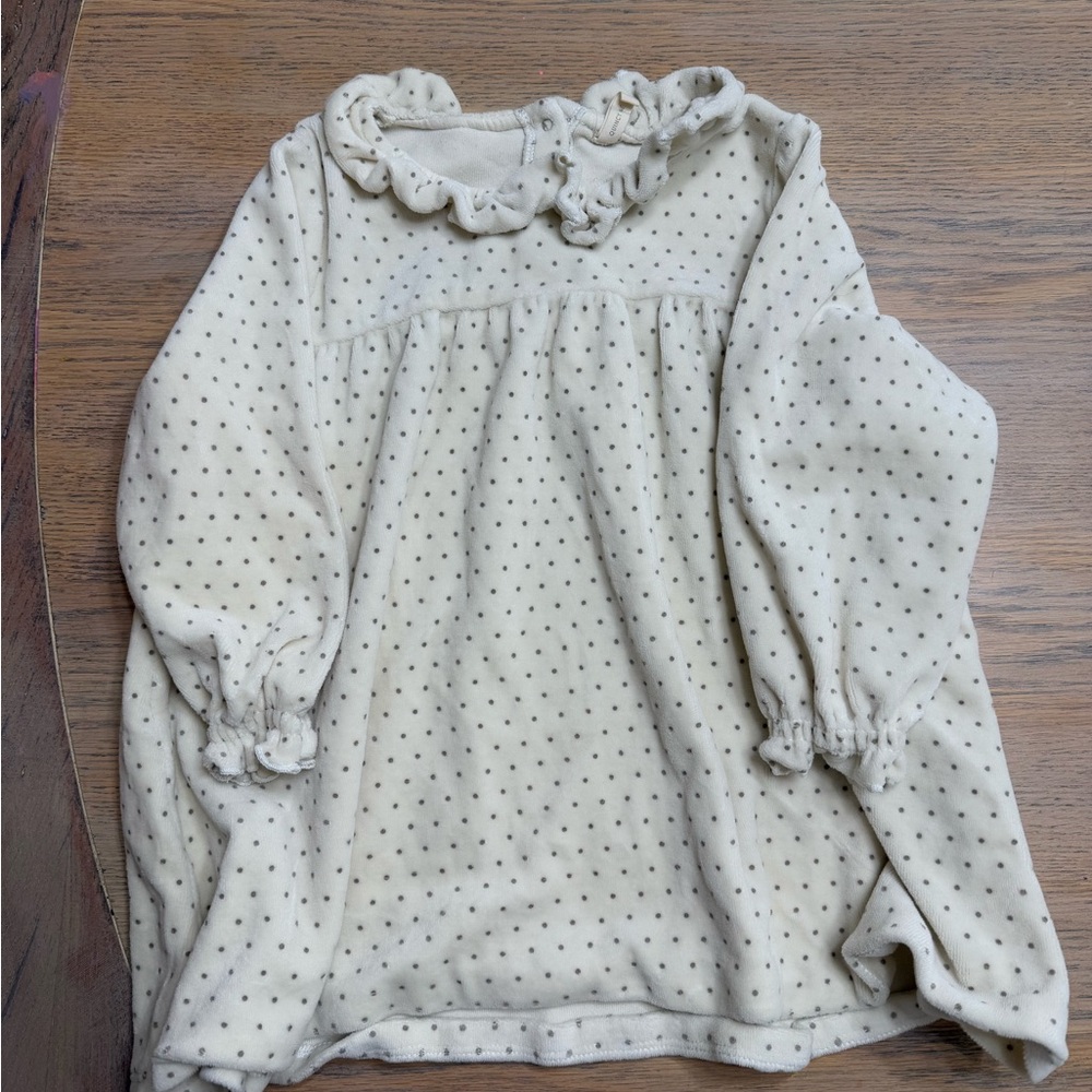 Cream Polka Dot Kids Top